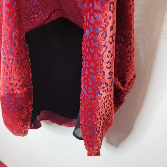 Johnny Was Doris Silk-Blend Mini Dress Deep Red Cheetah Print Women's Size Small - Picture 8 of 15